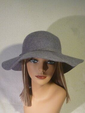 Phase 3 Nordstrom Gray 100% Wool Wide Brim Fedora Floppy Hat